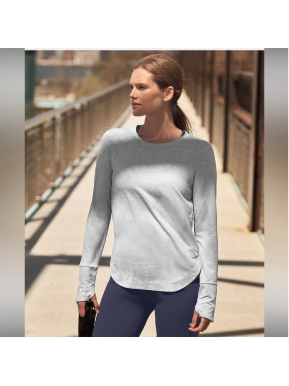 Women's Athleta Uptempo Elevate Long Sleeve Athletic Top Gray Size M
